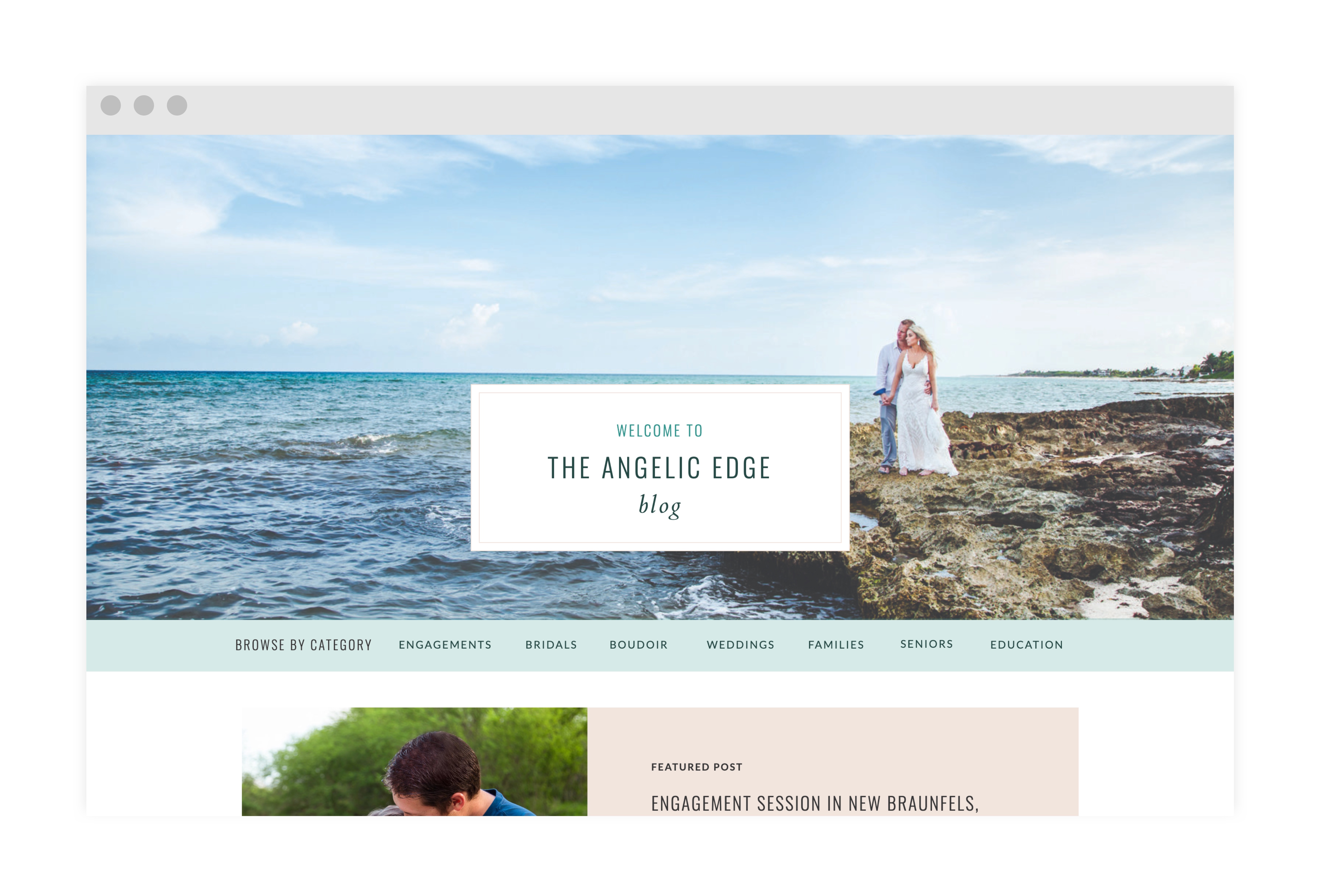 Angelic Edge Photography Showit website blog header