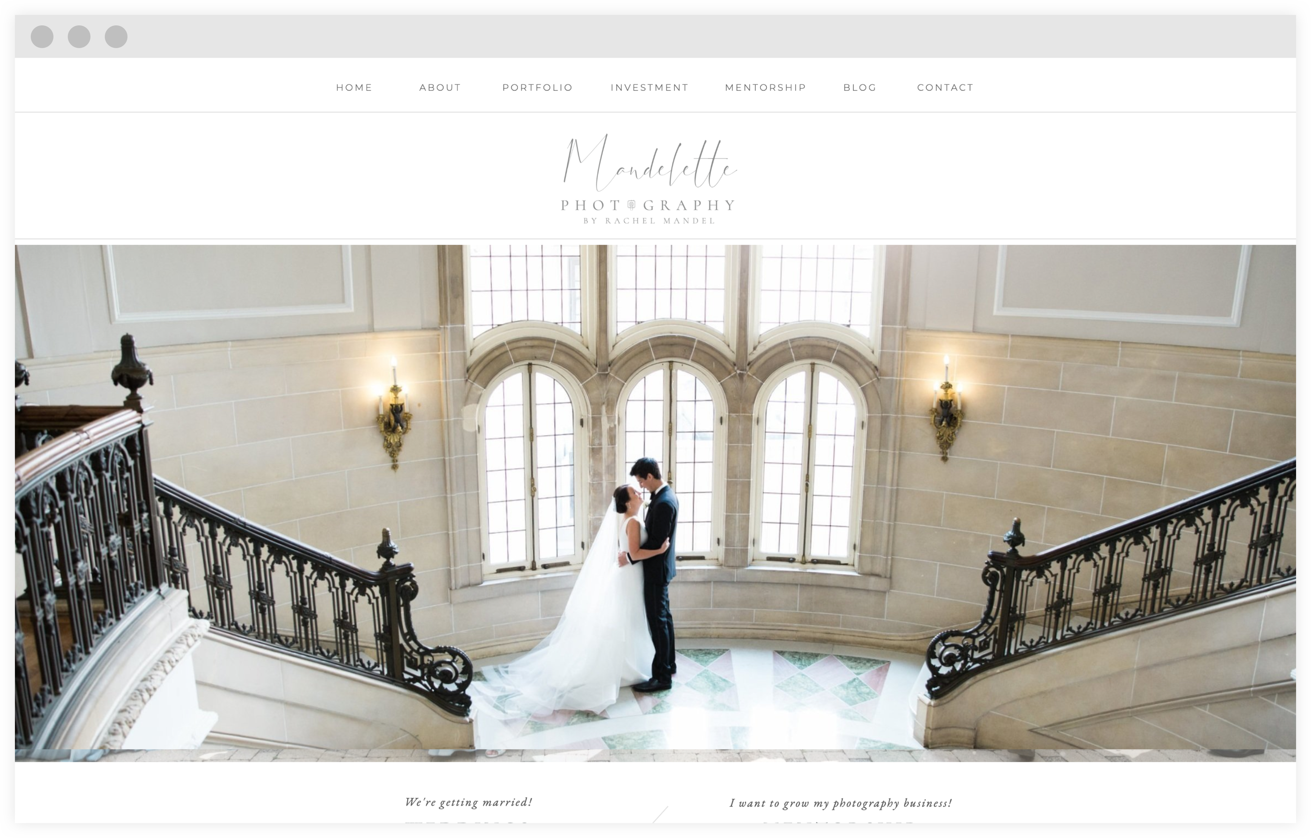Wedding photographer Showit website home page
