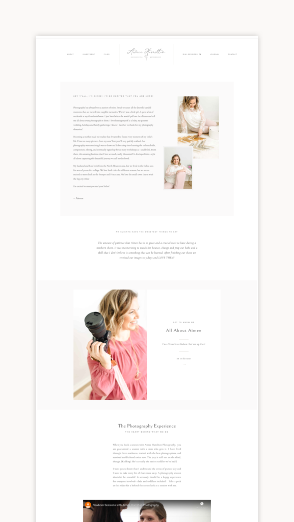 Wordpress Elementor Template Customization | Aimee Hamilton Photography ...