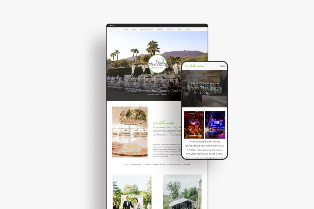 Viva Bella Events wedding planner home page design