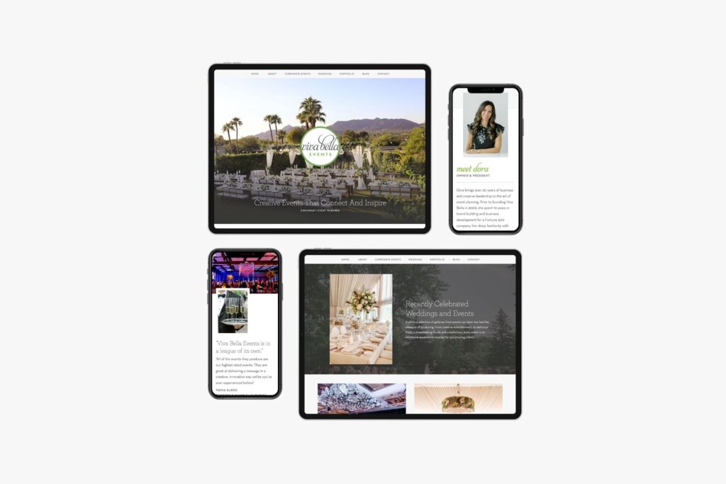 Mockup on iPads of Viva Bella Events site