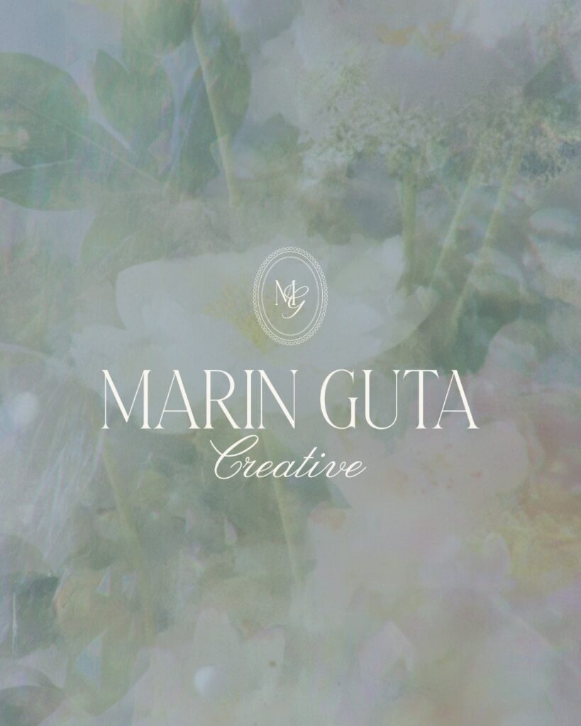 Marin Guta primary logo on floral background