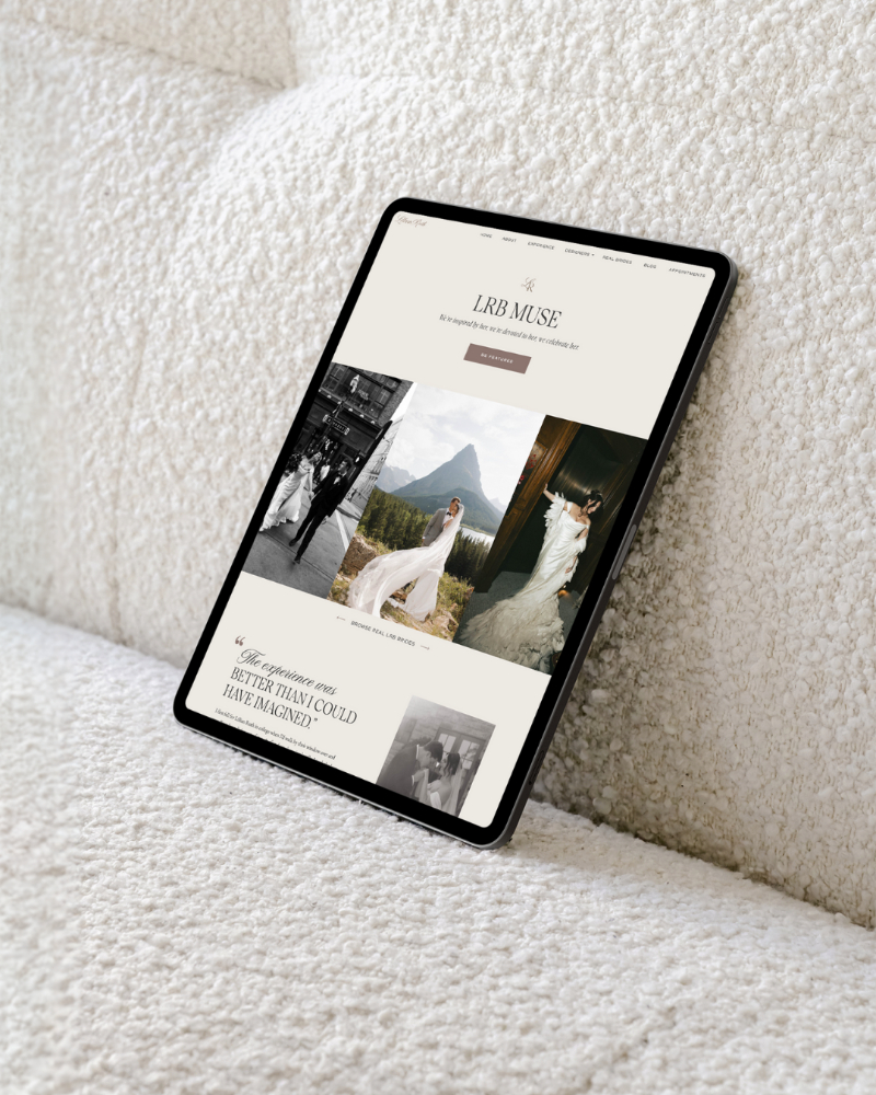 Showit website displayed on a tablet during a Showit vs WordPress website platform comparison